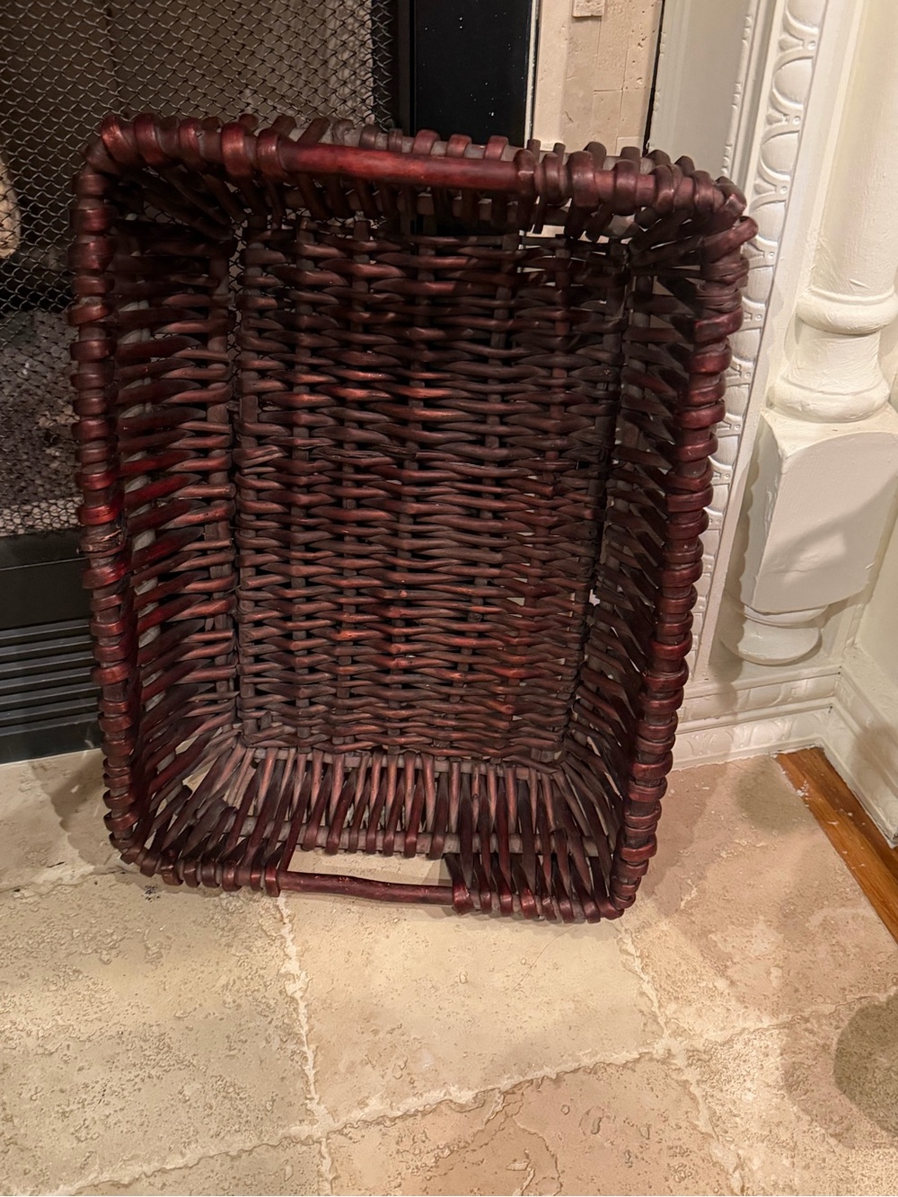 Woven Rectangular Storage Basket in Deep Brown